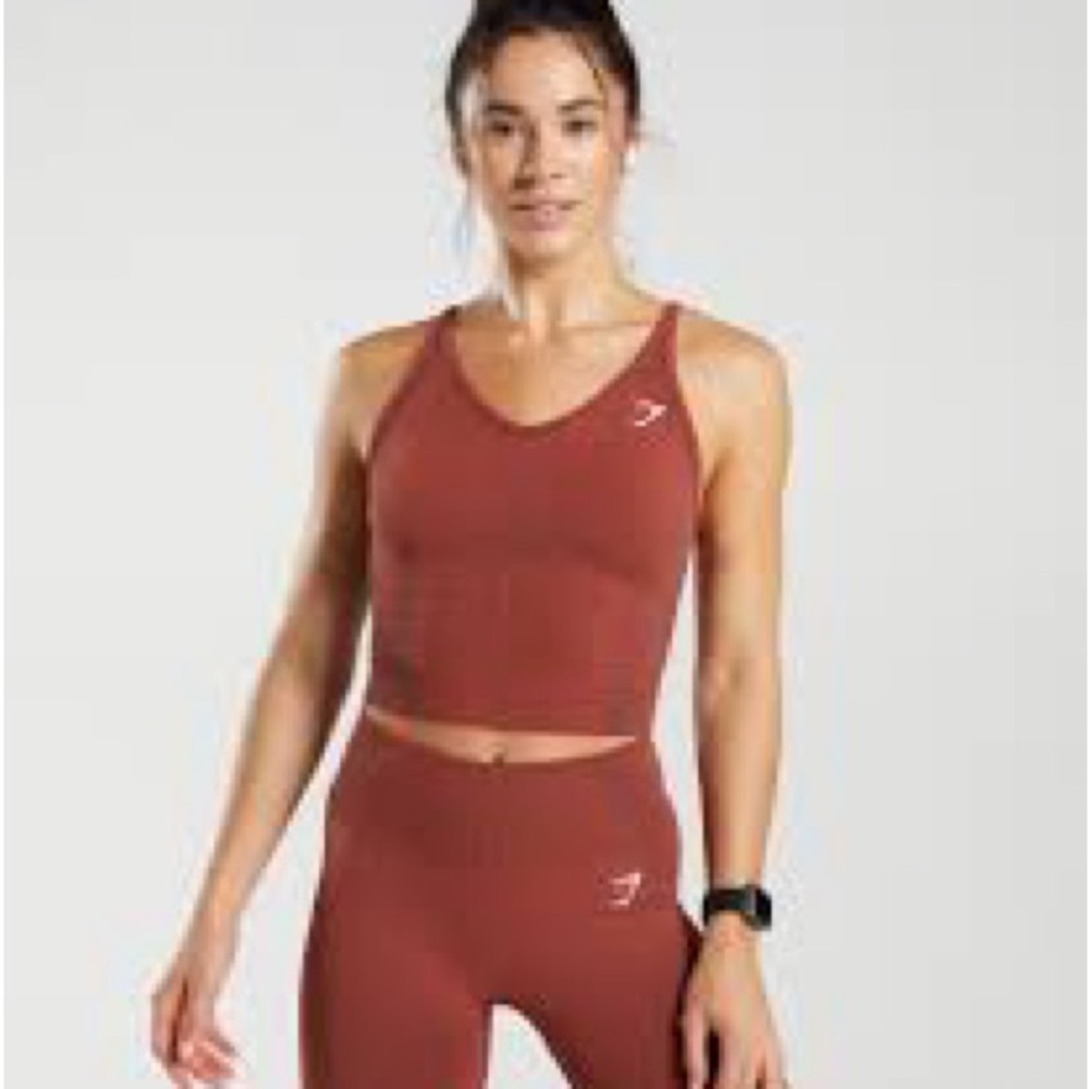 Gymshark Brick Red Marl VITAL SEAMLESS 2.0 MIDI TANK